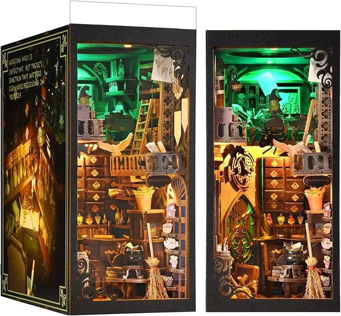 book nook Magic Pharmacist Explore Diy Cottage Book Stand Assembled Small House Wooden Handfan Building Blocks 3D 3D Puzzle Model Model