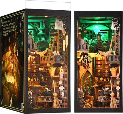 book nook Magic Pharmacist Explore Diy Cottage Book Stand Assembled Small House Wooden Handfan Building Blocks 3D 3D Puzzle Model Model