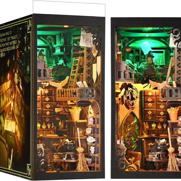 book nook Magic Pharmacist Explore Diy Cottage Book Stand Assembled Small House Wooden Handfan Building Blocks 3D 3D Puzzle Model Model