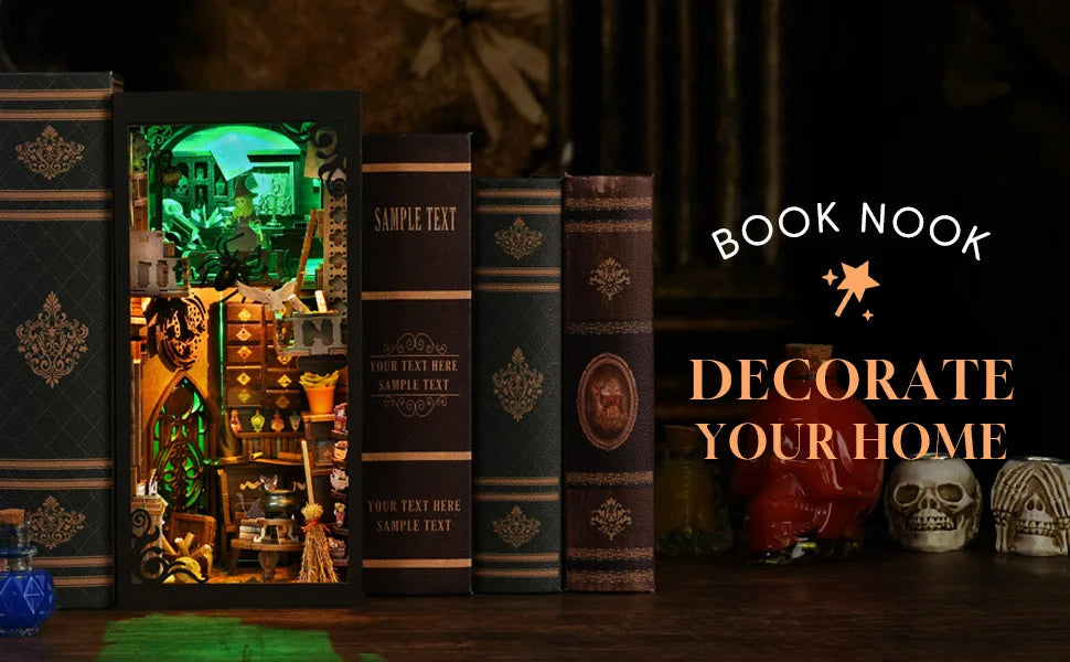 book nook Magic Pharmacist Explore Diy Cottage Book Stand Assembled Small House Wooden Handfan Building Blocks 3D 3D Puzzle Model Model