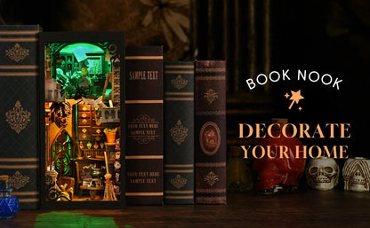 book nook Magic Pharmacist Explore Diy Cottage Book Stand Assembled Small House Wooden Handfan Building Blocks 3D 3D Puzzle Model Model