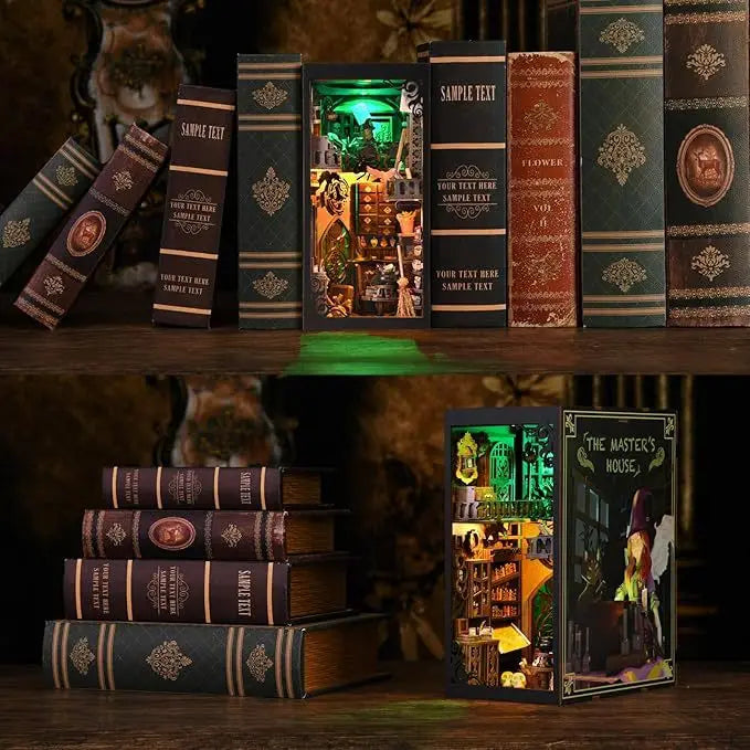 book nook Magic Pharmacist Explore Diy Cottage Book Stand Assembled Small House Wooden Handfan Building Blocks 3D 3D Puzzle Model Model