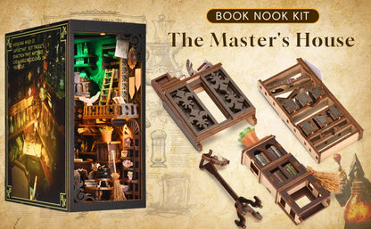 book nook Magic Pharmacist Explore Diy Cottage Book Stand Assembled Small House Wooden Handfan Building Blocks 3D 3D Puzzle Model Model