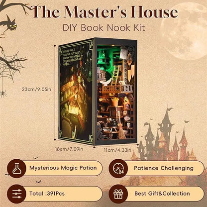 book nook Magic Pharmacist Explore Diy Cottage Book Stand Assembled Small House Wooden Handfan Building Blocks 3D 3D Puzzle Model Model